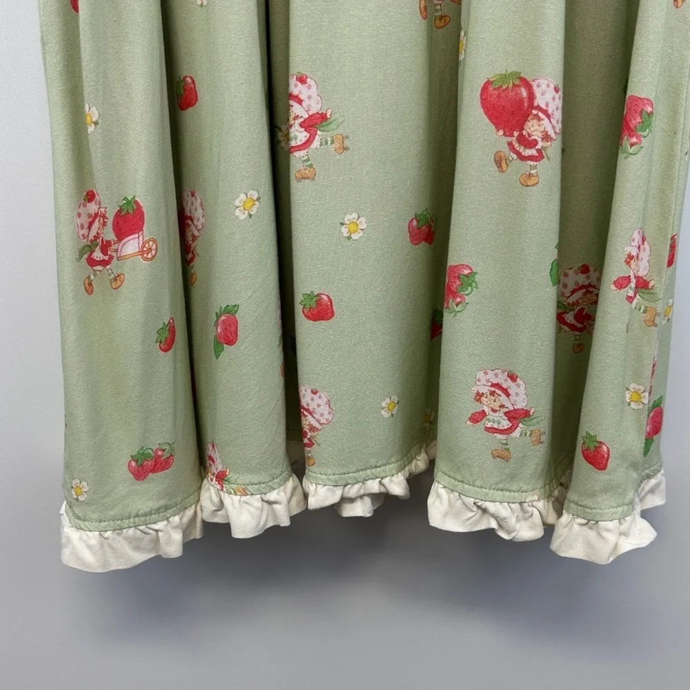Hot Topic Strawberry Shortcake Sage Green Smocked Cottagecore Midi Dress M